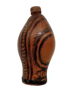 Oceanic Tribal Art Gourd Lime Container Small Engraved Pyrography - Picture 1 of 8