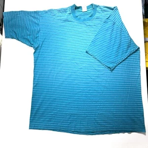 Vintage Distressed Munsingwear T Shirt Blue Horizontal Stripe XXL 26” X 31” L - Picture 1 of 6
