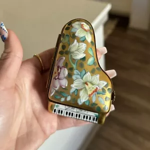 Piano Porcelain Trinket Box Limoges Hand painted Floral Limited Edition RARE - Picture 1 of 7
