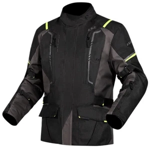 LS2 Waterproof Motorcycle Jacket Narvik Grey Black Hi Viz Yellow Large Motorbike - Picture 1 of 4