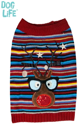 DOG LIFE CHRISTMAS FESTIVE DOG PUPPY JUMPER FLASHING REINDEER SWEATER XXL 58CM - Image 1 of 3
