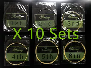 Funion 10 Sets Acoustic Guitar Strings E B G D A E Steel Core Replacement 60 PCS - Bild 1 von 10