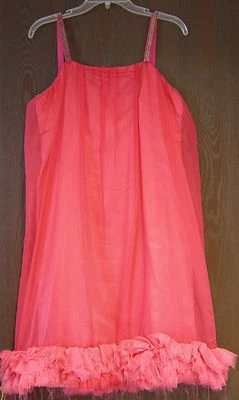 Hot Pink ~ Spagetti Strap Flapper Style Dress with Bottom Ruffles~Handmade M/L - Image 1 of 3