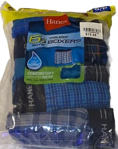 Hanes Boxers Boys Small 6-8 NEW Bonus 6 Pack Underwear Kids Plaid Tagless 6 8 S - Picture 1 of 16