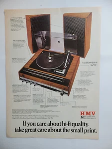 Amplificador reproductor de discos estéreo HMV modelo 2459 anuncio original 1974 ILN ~8,5x12,5" - Imagen 1 de 1