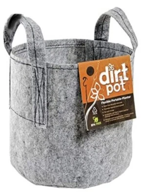 10 Gallon Dirt Pot Fabric Planter, Grey, With Handles. PACK Of 5! - Image 1 of 3
