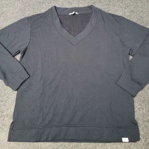 Orvis Sweatshirt Womens Medium Black Soft Fleece Pullover Sweater Top V Neck - Picture 1 of 16