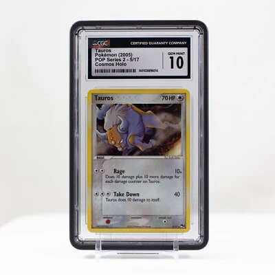 2005 Pokemon Tauros Cosmos Holo POP Series 2 5/17 - CGC Gem Mint 10 POP3 - Image 1 of 4