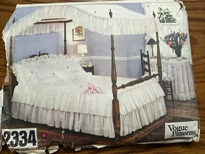 Canopy Bed Curtain Valance Bedspread Sham Vogue 2334 Craft Sewing Pattern VTG - Image 1 of 4