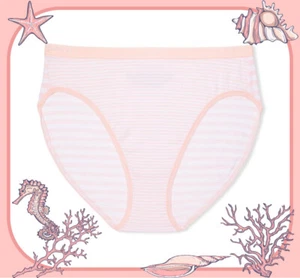 M Pink Stripe Stretch Cotton Waist Victorias Secret High-Leg Waist Brief Pantie - Picture 1 of 10