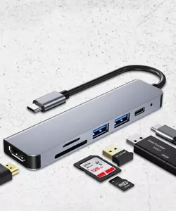 HUB USB 3.0 type-C 4K adaptateur vers HDMI, station 6 en 1 pour MacBook Pro Air - Bild 1 von 5