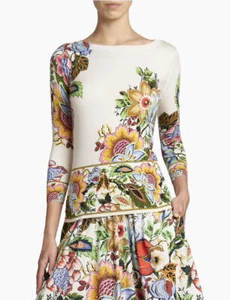 Top tejido ETRO floral mezcla seda talla 38IT/2US PRECIO DE VENTA SUGERIDO POR EL FABRICANTE $1490 - Imagen 1 de 18
