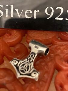 Silver Thor Hammer Pendant ( Celtic Design ) And  Silver Chain