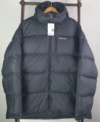 NEW $300 MARMOT Size 3XLT Mens Jacket 700 Duck Down Hooded Black Full Zip 3XL - Image 1 of 4