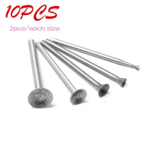 10pcs/set Diamond Burr Mounted Point Concave Beads Grinding Head 2-10mm - Picture 1 of 7