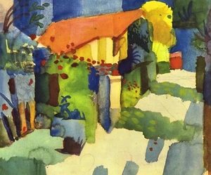 House in the Garden by August Macke Giclee Fine Art Print Repro on Canvas - Picture 1 of 1