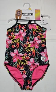 HURLEY Girls One piece Floral/Hyper Pink, UPF 50+ Swimsuit Size 5/6 - Picture 1 of 4
