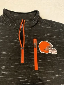 Cleveland Browns NFL Men's Quarter Zip Jacket Heather Black Grey New With Tags - Picture 1 of 3