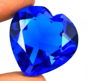 45-55 Ct Lab-Created London Blue Topaz Gemstone Heart Shape Certified Best Deal - Picture 1 of 11