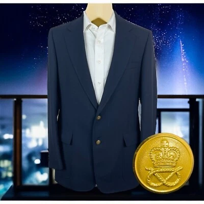 Cricketeer Blazer Mens 40L Navy Bronze Gold Buttons Wool Blend - Image 1 of 4