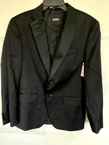 HUGO BOSS TUXEDO SUIT JACKET IN BLACK SLIM FIT SUPER 120 MENS SIZE 38 S NWOT - Picture 1 of 5