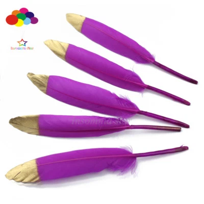 10Pcs Mixing Gold Head Duck Feather Dyded 5-7Inch/13-16cm Diy Carnival headress - Image 1 of 4