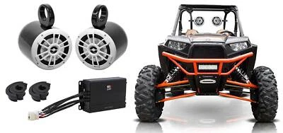 2) MB QUART 6.5" Tower Speakers+2-Channel Amplifier For Polaris RZR/ATV/UTV/Cart - Image 1 of 4