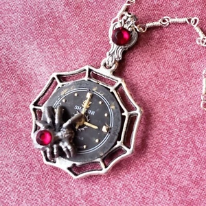 Telaraña gótica Steampunk artesanal hecha con collar de plata de cristal de Swarovski N1 - Imagen 1 de 16
