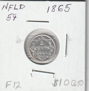 1865 Newfoundland Five 5 Cents Coin - Picture 1 of 6