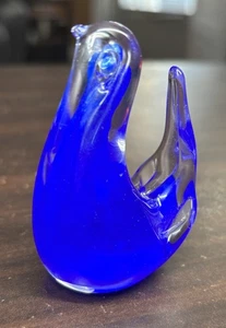 Glass Bird Co Alt Blue Werft Glashütte Glas mundgeblasen 1,5”x 2,5” Bermuda - Bild 1 von 6