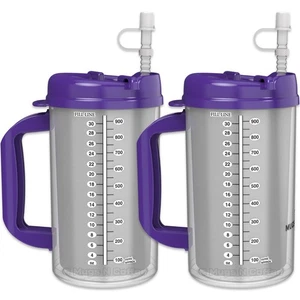 (2) 32 oz Hospital Mugs – Purple – Insulated Cold Drink Travel Mugs – BPA-Free - Bild 1 von 5