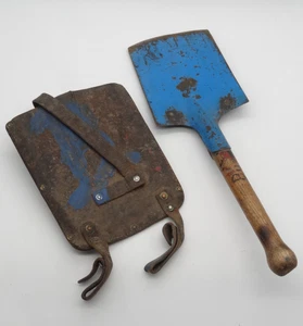 Blue Swiss Army Military Entrenching Tool Leather Sheath Shovel Spade 1900 WW1 - Picture 1 of 9