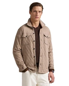 $ 228 Polo Ralph Lauren Herren gesteppte Hemdjacke, beige HTR, L - Bild 1 von 2