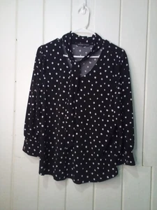 Blusa mujer Adrienne Vittadini manga L 3/4 cuello atado lunares negra blanca - Imagen 1 de 16