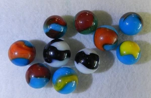 19789m Vintage Group of 10 Peltier Glass Peerless Patch Marbles .60 to .69 In - Picture 1 of 11