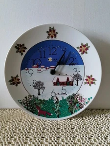 Weimar Quartz Porzellan Wanduhr "Wintermotiv"24x24cm Made in GDR - Picture 1 of 8