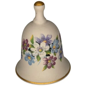 Vintage IBIS Aveiro Biskuit und Goldrand mit Blumen Glocke 4"T - Bild 1 von 7