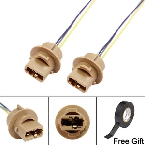 2x Wired Light Bulbs Socket Connector DRL Stop Tail Brake Light W21/5W 7443 T20 - Picture 1 of 5