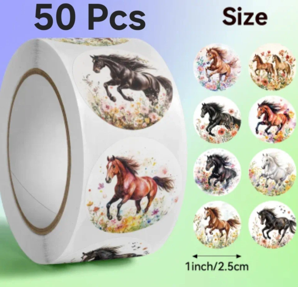 50x cute Horse Stickers Labels scrap-booking Envelopes Card gift I love You
