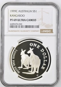 1999 Australia Kangaroo 1 silver 1oz dollar proof - NGC PF 69 UC - Picture 1 of 2