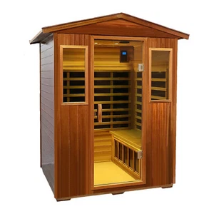 Outdoor Far Infraed Sauna Khaya Wood Sauna Room for 4 Person Low EMF Detox 2050W - Picture 1 of 11