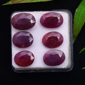 6 Pcs Natural African Ruby Unheated 12mm-14mm Oval Faceted Cut Loose Gemstones - Picture 1 of 6