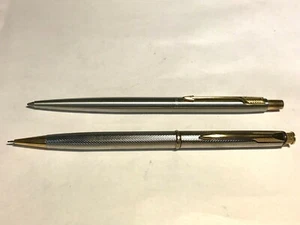 VINTAGE Parker Tintenroller Kugelschreiber + Druckbleistift Edelstahl - Bild 1 von 5