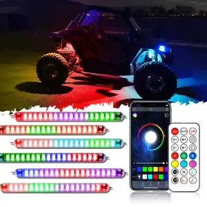 6pcs RGB LED Underglow Strip Light Smart Neon Accent Strips Dream Color Wireless - Picture 1 of 12
