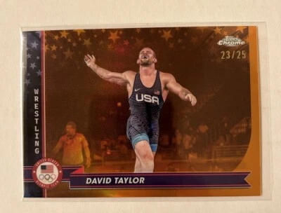 2024 Topps Chrome U.S. Olympics - David Taylor #/25 Orange - USA Wrestling - Image 1 of 3