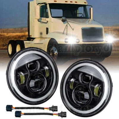 For Freightliner Century Class 7" Round LED Headlights Hi/Lo Beam Light Pair - Image 1 of 4