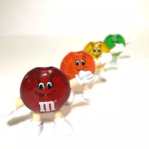 Vintage M&M Geburtstag Kerzenhalter Tortenaufleger Hartplastik 1,5" 4er Set - Bild 1 von 8
