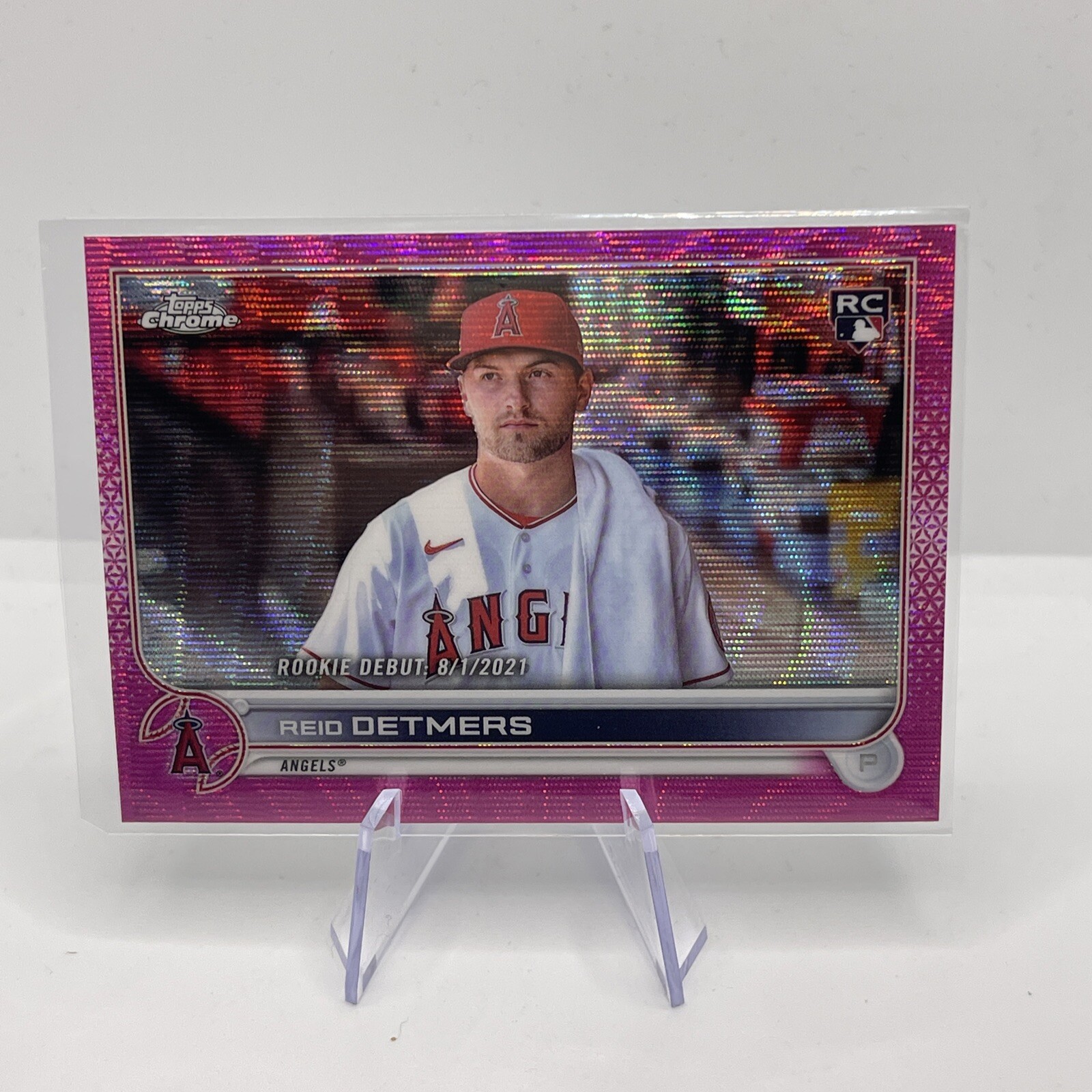 2022 Topps Chrome Update Reid Detmers Pink Wave Refractor RC #USC90