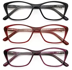 3 Pairs Women Lightweight Cateye Reading Glasses Clear Reader Spring Hinge 7020 - Picture 1 of 4