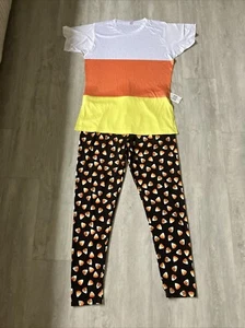 Candy Corn Leggings 2XL matching shirt XL Halloween NEW - Picture 1 of 3